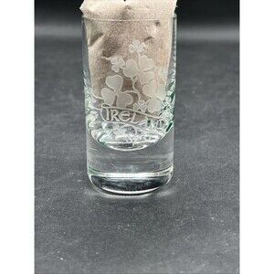 Vintage Shamrock Crystal Ireland Four Leaf Clover Etched Clear Shot Glass 2.75"
